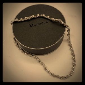 ☆ Vintage Majorica 925 Pearl & Rhinestone Necklace